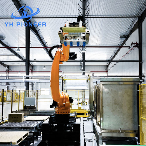Latest company news about Αύξηση της αποτελεσματικότητας με το αυτοματοποιημένο σύστημα συσκευασίας παλετών της GUANGZHOU YH PIONEER INTELLIGENT CO., LTD